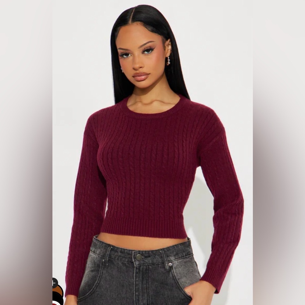 Forever 21 women’s burgundy long sleeve cropped top SZ 3XL